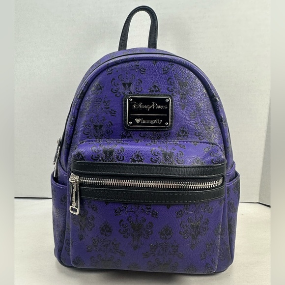 Loungefly Disney Haunted Mansion Purple Wallpaper Mini Backpack OG Heart Logo main image 5